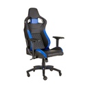 Corsair T1 Race Gaming Chair with PU Leather, 4D Adjustable Armrest, PU Caster Wheels - Black/Blue