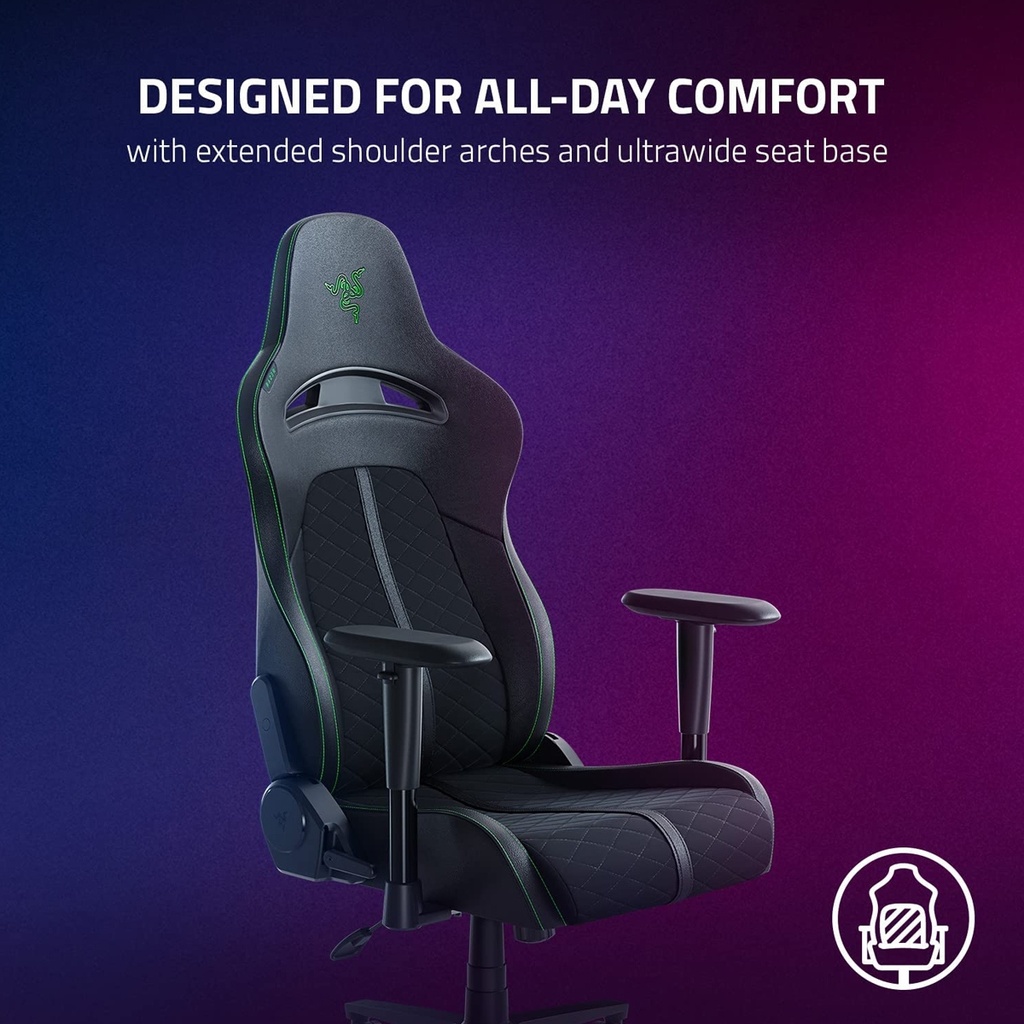 Razer Enki X Essential Leather Gaming Chair For Gaming Performance - Black/Green