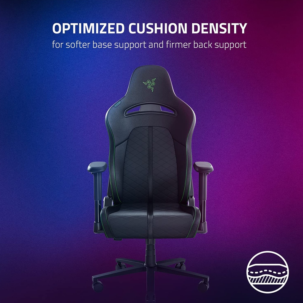 Razer Enki X Essential Leather Gaming Chair For Gaming Performance - Black/Green