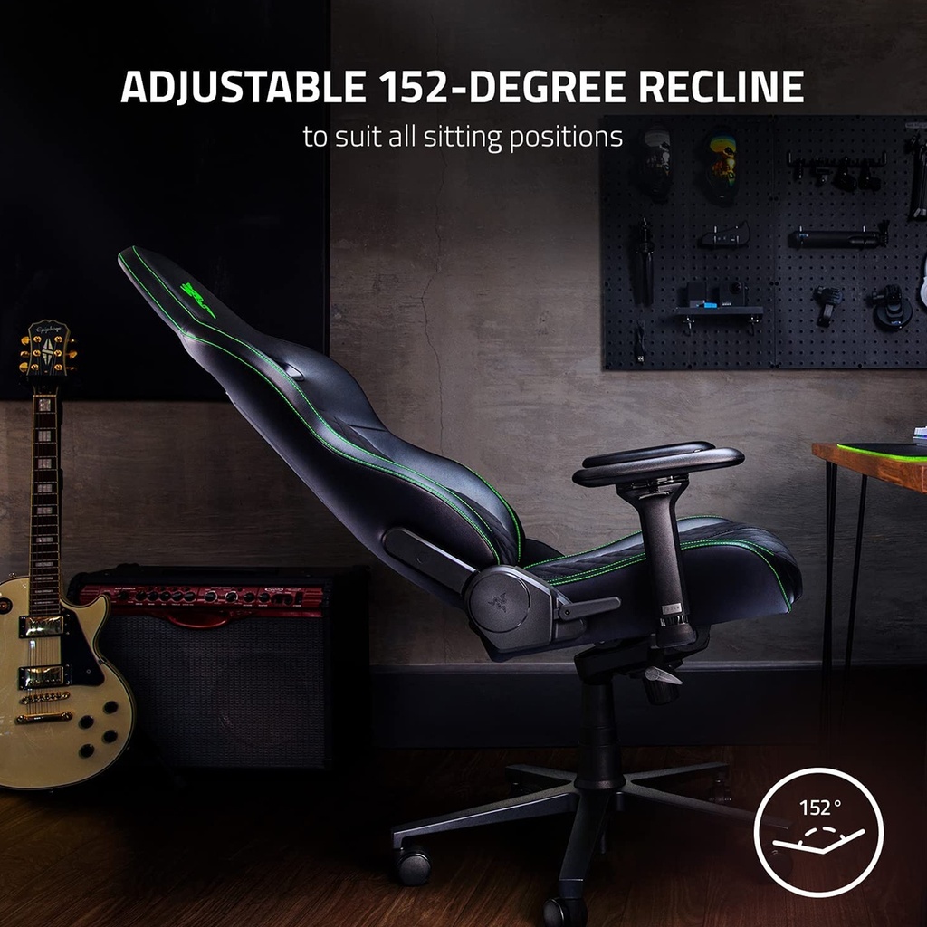 Razer Enki X Essential Leather Gaming Chair For Gaming Performance - Black/Green