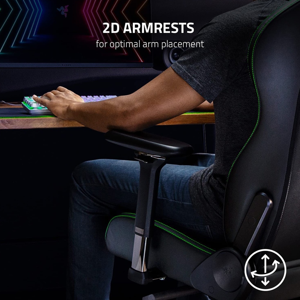 Razer Enki X Essential Leather Gaming Chair For Gaming Performance - Black/Green