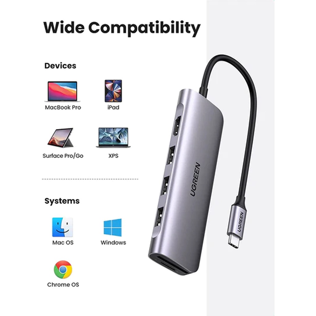UGreen USB-C 6-in-1 Multifunction Adapter - Space Gray