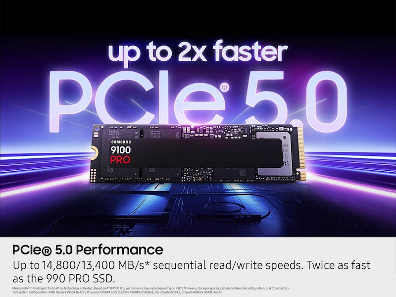 Samsung, 9100 PRO, 1TB NVMe M.2, 14,700 MB/s Internal SSD