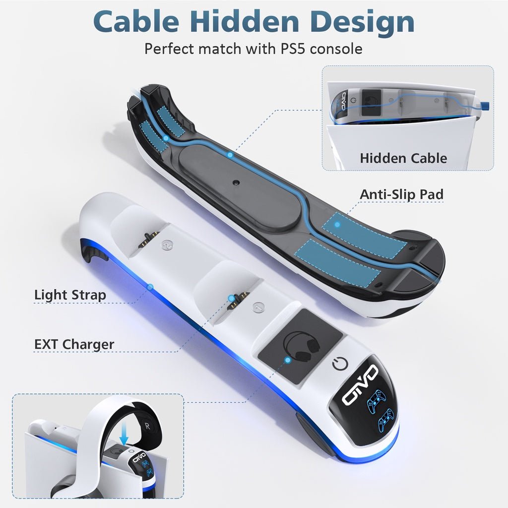 Oivo Controller Charging Station with Headset Holder for PS5 - White