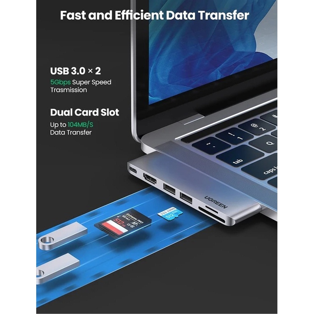 UGREEN 6-In-1 USB-C Multifunction Adaptor For MacBook Air & Pro