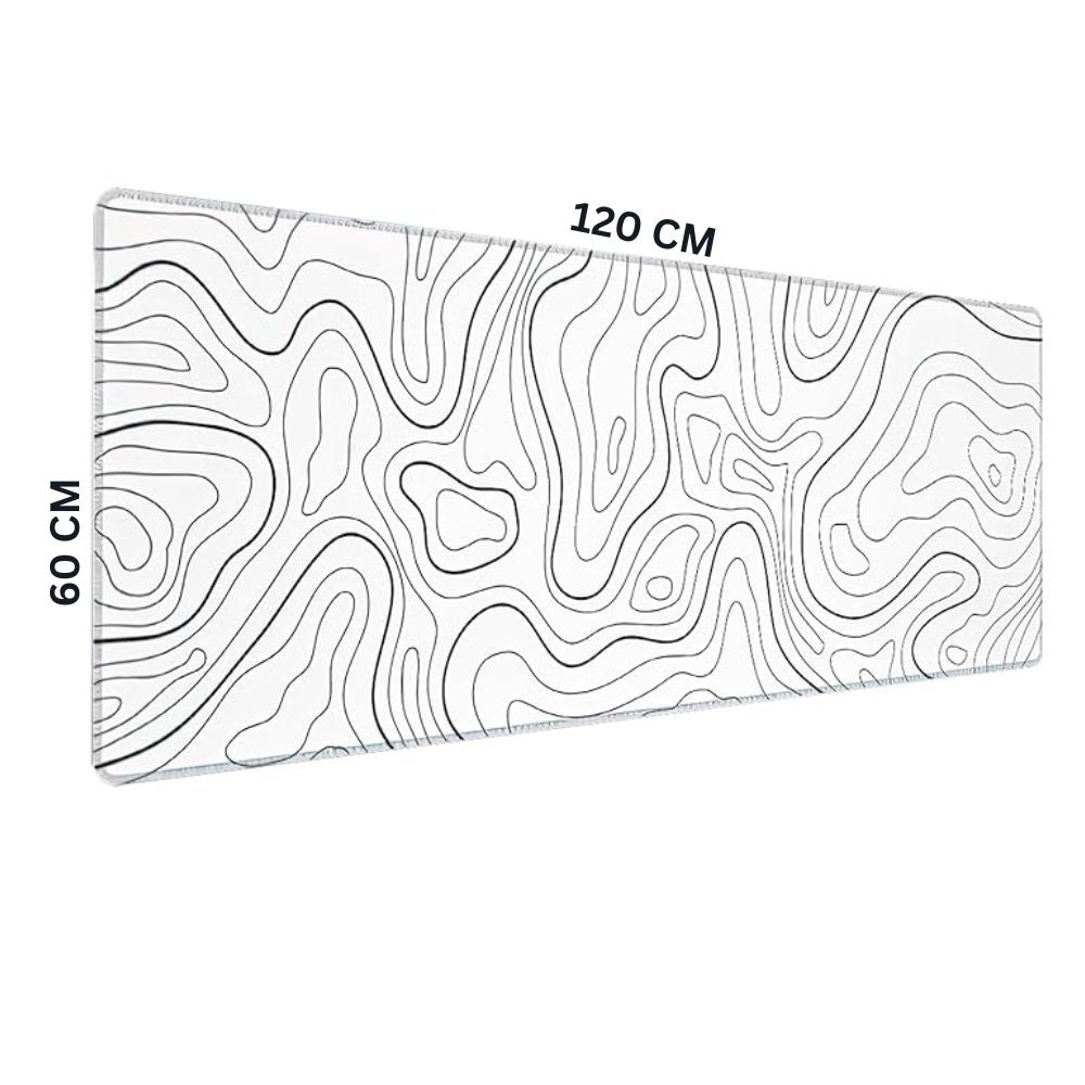 White decorated with Black & Gray lines Waterproof Anti-Slip MousePad XXXL 120 x 60 CM