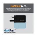 Promate 65W Power Delivery GaNFast™ Charging Adaptor UK Plug Charge From Earbuds to Macbook Pro 16" Black