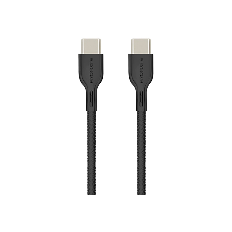 Promate Power Beam-CC2 Blue 60W Power Delivery Enabled USB-C to USB-C Data Sync & Charge Cable - Black