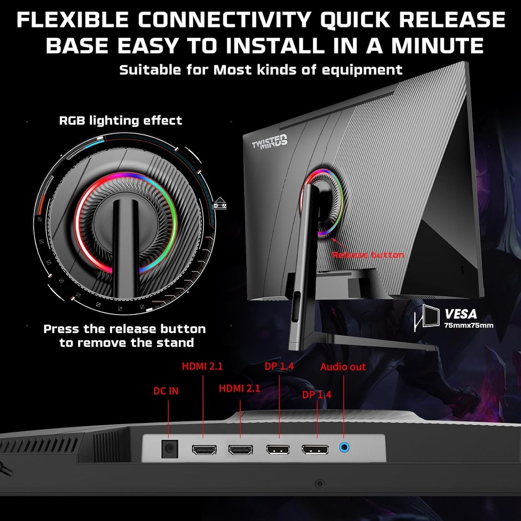Twisted Minds 32'' Fast VA Panel 240Hz 0.5ms 2K HDMI 2.1 HDR Gaming Monitor (PS5 Compatible)