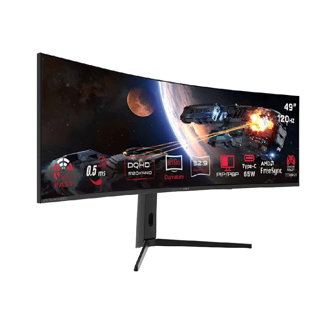 GameOn GOC49DQHD120 Spectra Pro X Series 49" VA DQHD 120Hz MPRT 0.5ms HDMI 2.1 Curved Gaming Monitor 1500R 32:9 (Supports PS5) -Black