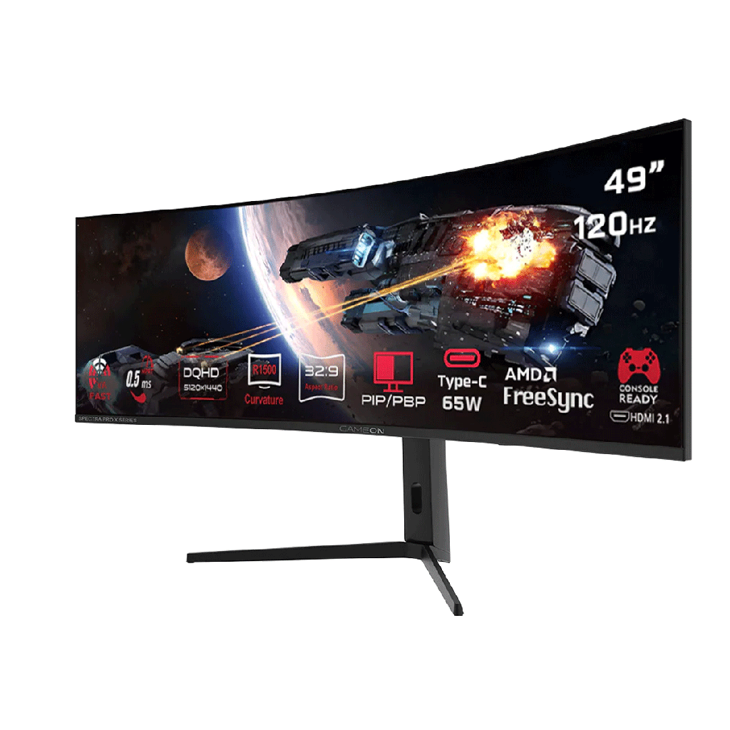 GameOn GOC49DQHD120 Spectra Pro X Series 49" VA DQHD 120Hz MPRT 0.5ms HDMI 2.1 Curved Gaming Monitor 1500R 32:9 (Supports PS5) -Black