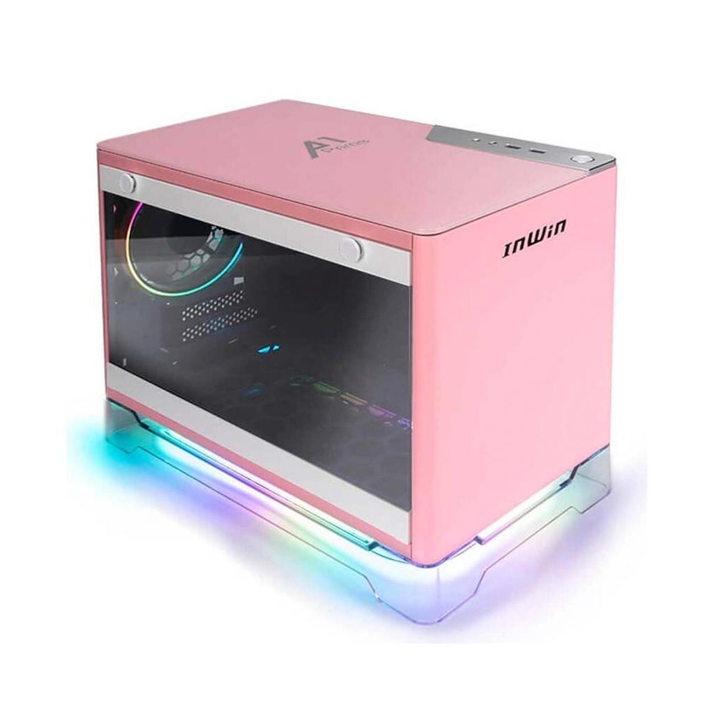 [A1] InWin A1 Prime Mini-ITX Computer Case 2x Sirius Loop ASP120 Fans SECC Tempered Glass Aluminium Plexiglass Materials GPU 750W PSU -Pink