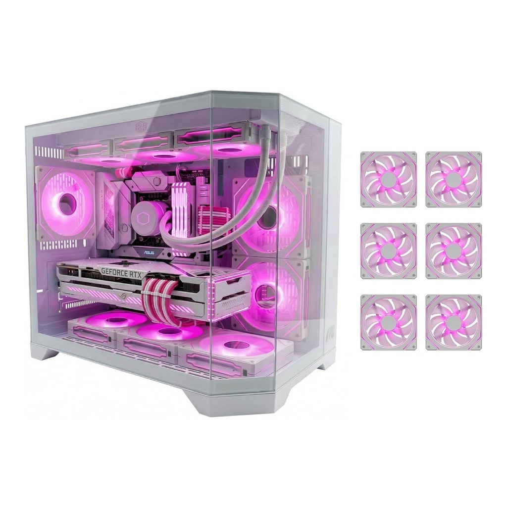 [Prism] Tortox Prism Core Triple Glass Gaming PC Case with 7*120mm ARGB Case Fans - Black