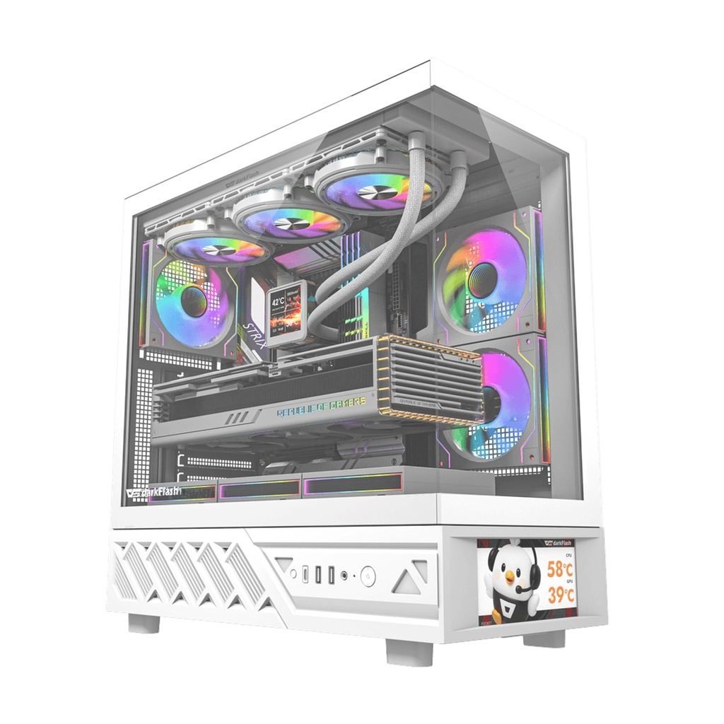 [DS950V-W] Darkflash DS950V ATX PC Case with 6 ARGB fans - White