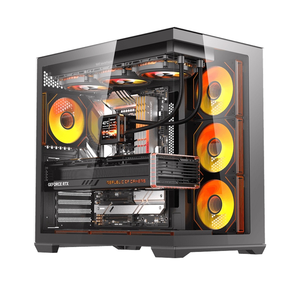 [C280-B] Darkflash C280 E-ATX Full-Tower PC Gaming Case, 7×ARGB Fans Included, 270° Tempered Glass, Reverse Connection Motherboard Compatible, 360mm Radiator Support, Black | C280B