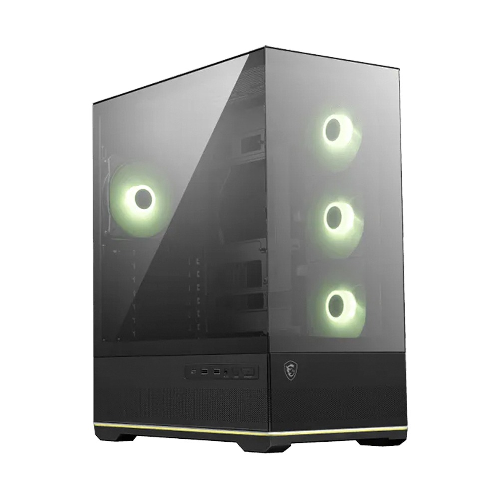 [306-7G28R21-JA4] MSI MAG PANO 110R PZ ATX Tower Front Side & Left Side Tempered Glass Panel Case With 4 ARGB Fans - Black
