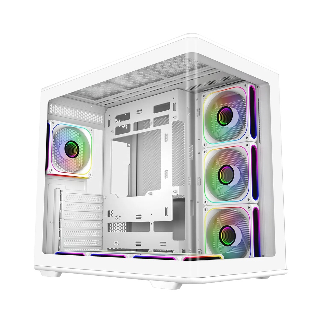 [E600-WGNN-S02] Cooler Master Elite 600 ATX Mid-Tower Fornt & Left Side Tempered Glass Panel Case With 7 ARGB Fans - White