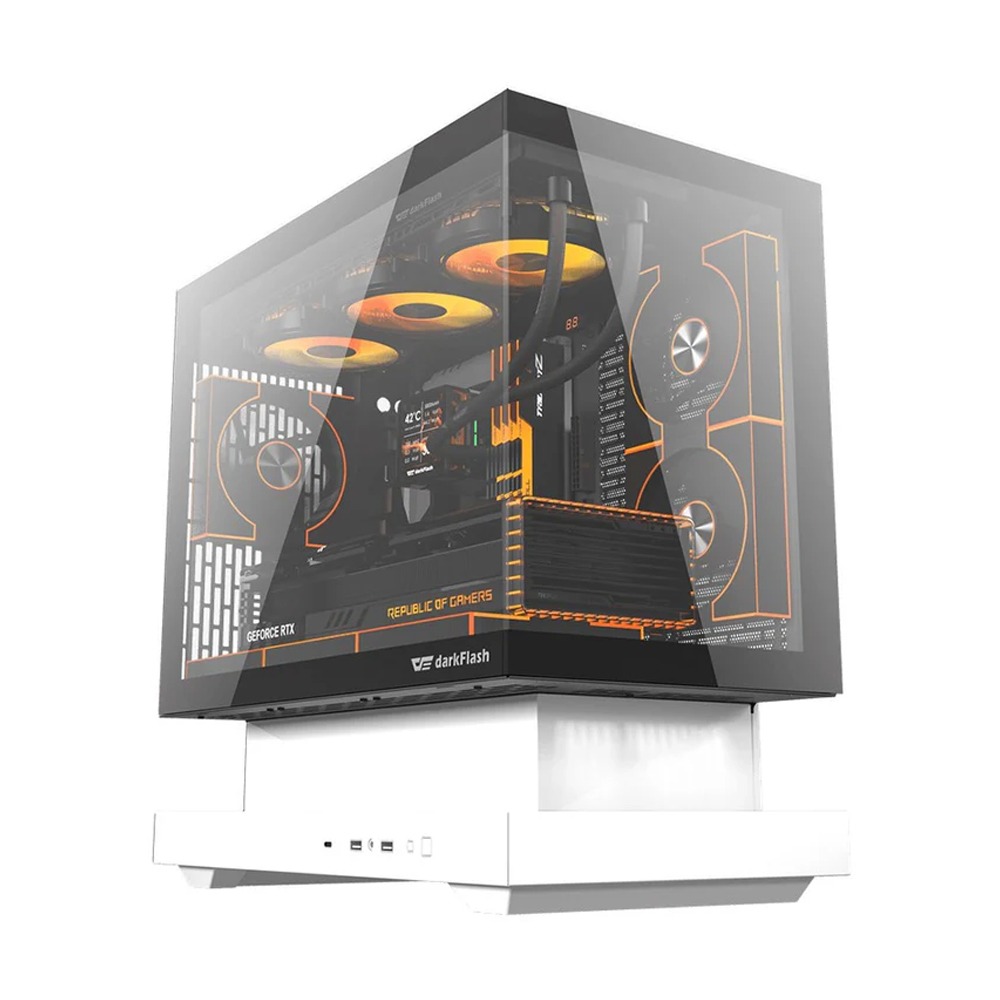[F1-WHITE] DarkFlash FLOATRON F1 Micro ATX Gaming Case (Fans Not Included) - White