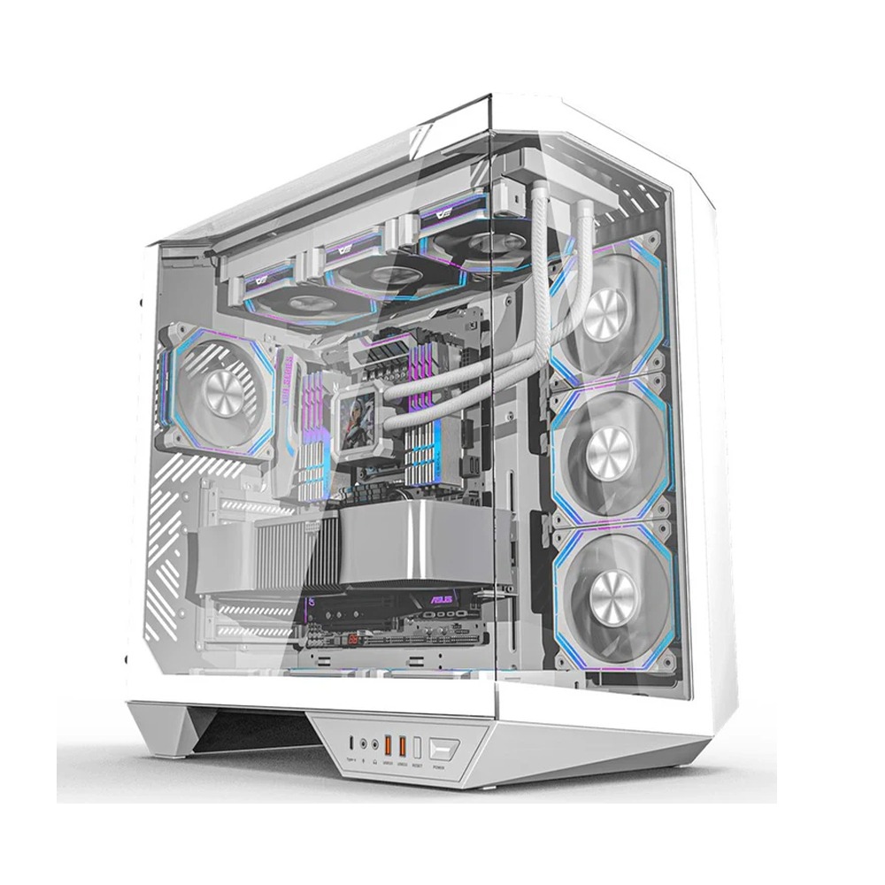 [DY470-WHITE] DarkFlash DY470 ATX Mid Tower Gaming Case With 4 ARGB Fans Included - White
