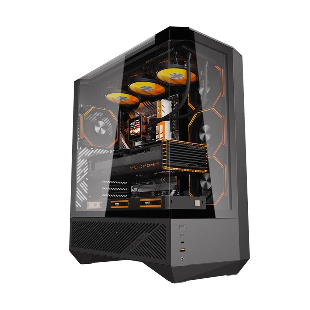 [DY460-BLACK] DarkFlash DY460 ATX Mid Tower Gaming Case With 4 ARGB Fans Included - Black