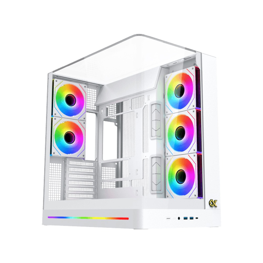 [EN48425] Xigmatek Pano II Arctic ATX Three Panel Front Top & Left Side Tempered Glass Case With 8 ARGB Fans-White