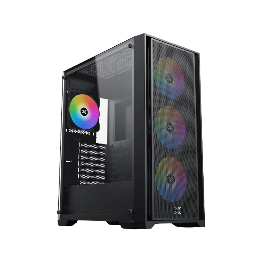 [EN42850] Xigmatek Gaming X II ATX Left Side Tempered Glass Panel Case with 4 ARGB Fans - Black