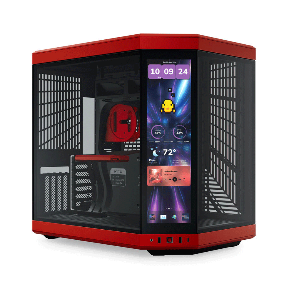 [CS-HYTE-Y70TTI-RB] HYTE Y70 TOUCH INFINITE - 14.5 Inch lntegrated IPS Touchscreen ATX Case - Black Cherry