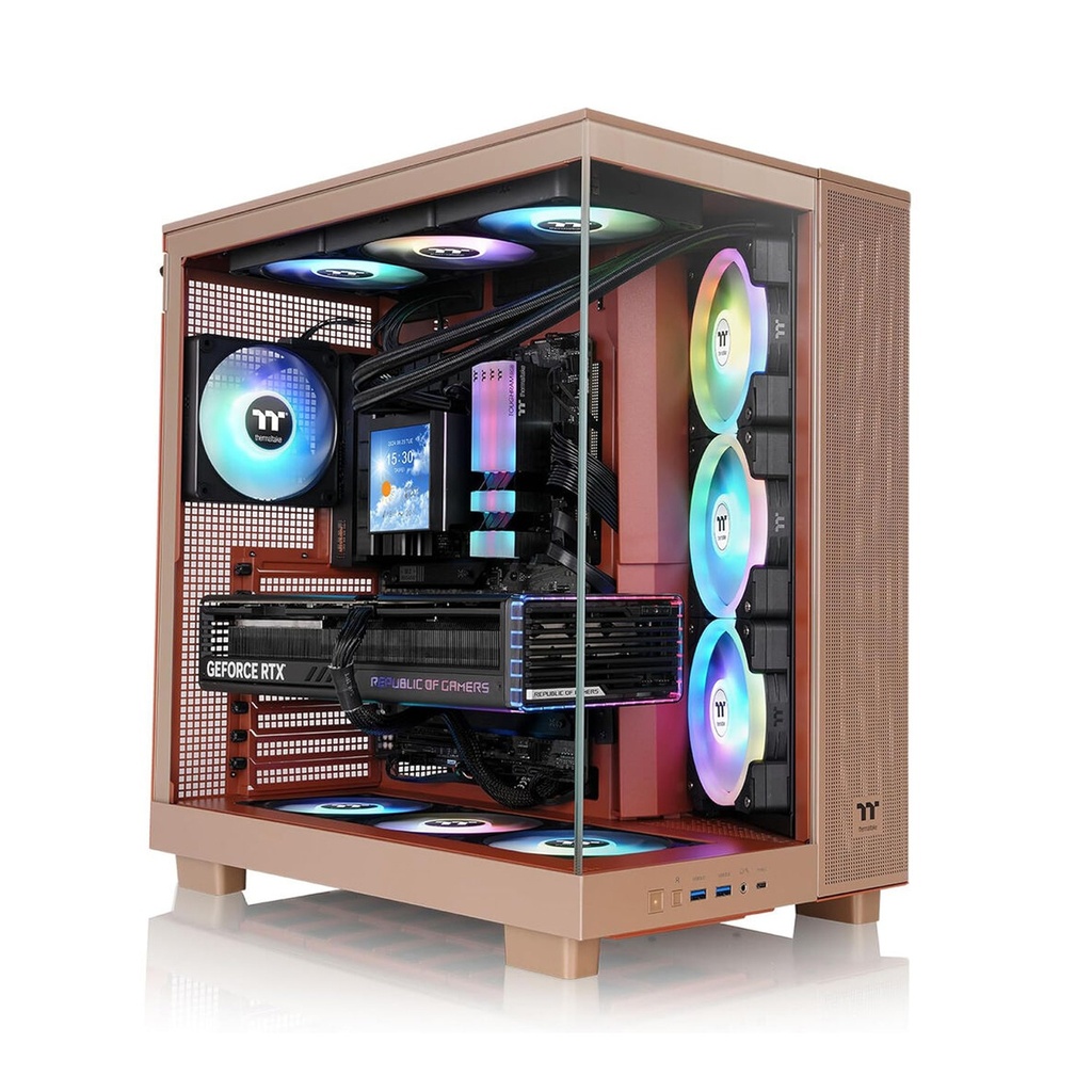 Thermaltake View 380 XL TG Mid Tower Two Panel Front & Left Side Tempered Glass Case with 4 ARGB Fans-Gravel Sand