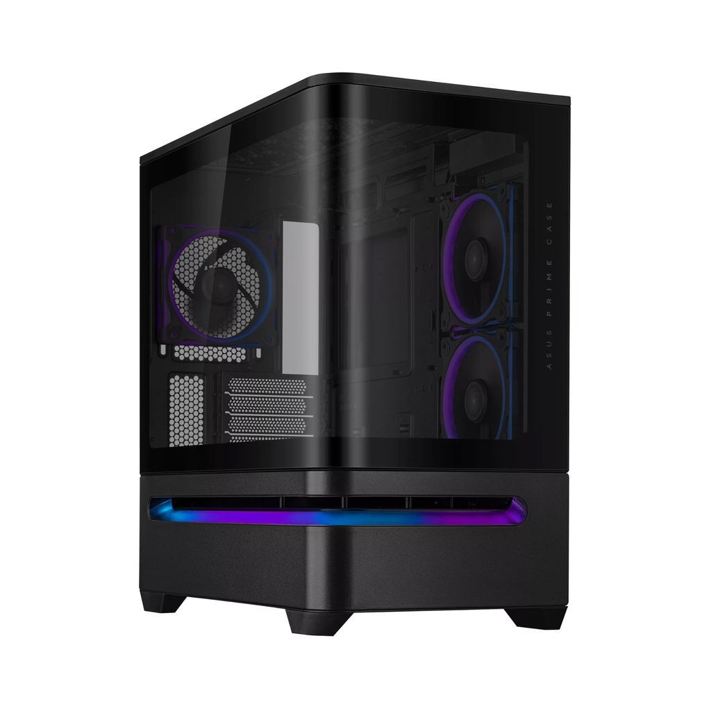 [90DC00P0-B19000] Asus Prime AP202 Mid Tower Fornt & Left Side Tempered Glass Panel Case With 3 ARGB Fans-Black