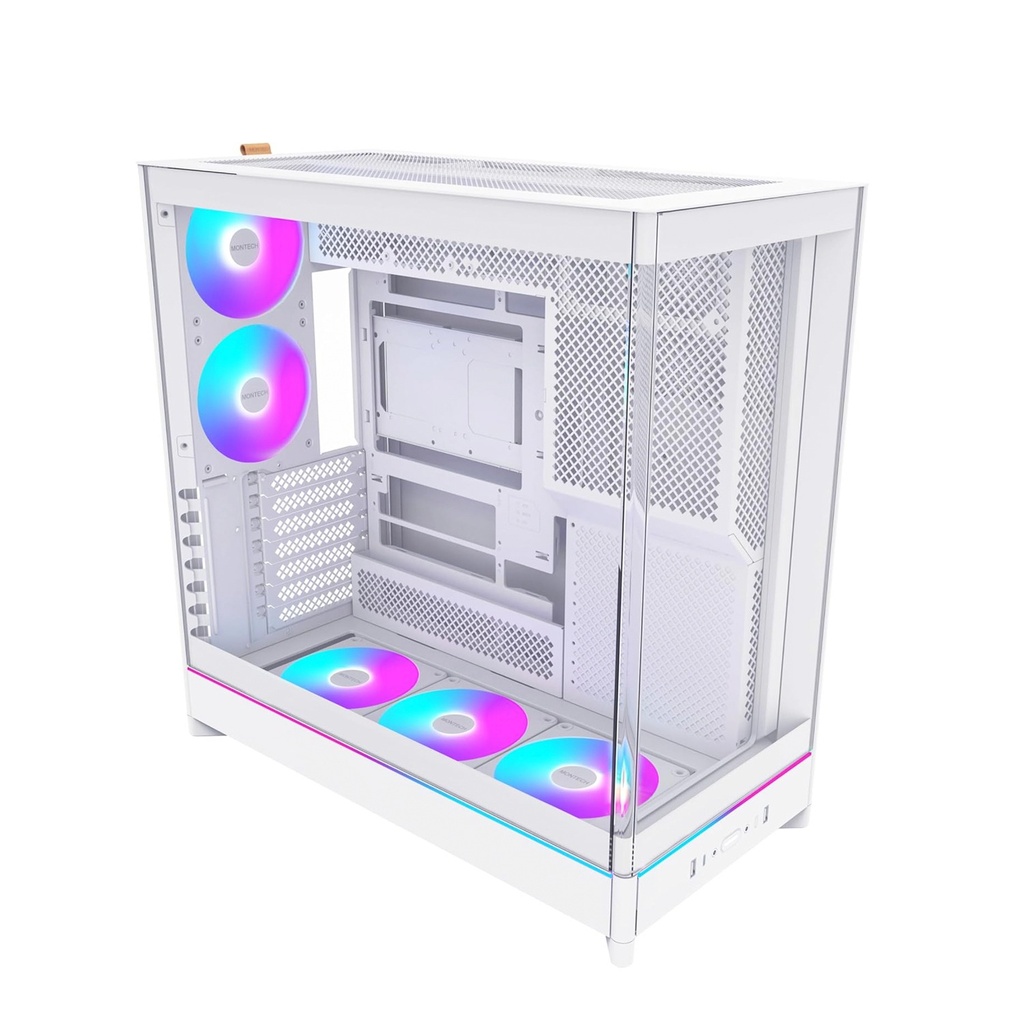 [HS02] Montech HS02 Pro Mid Tower Two Panel Front & Left Side Tempered Glass Case with 5 ARGB Fans - Black