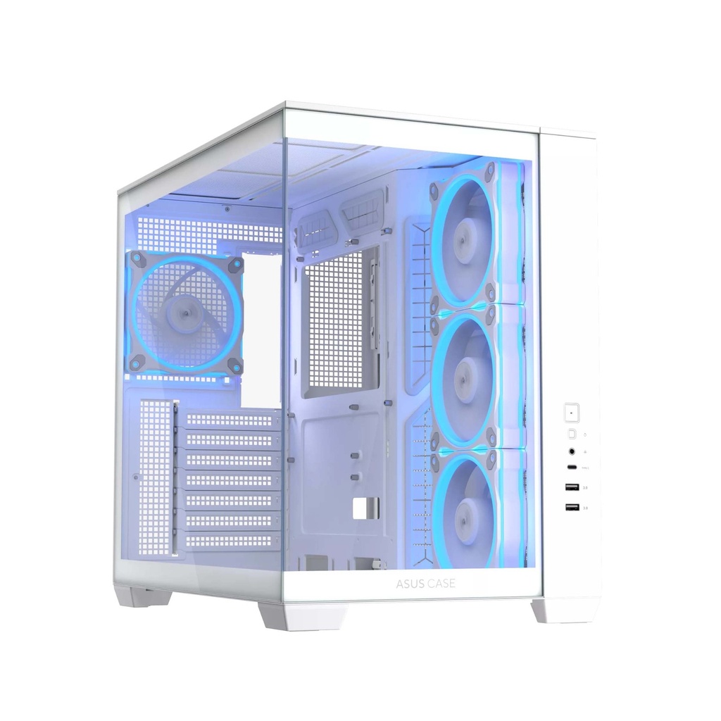 [90DC00S3-B19000] Asus A32 PLUS Mid Tower Steel / ABS Plastic Fornt & Left Side Tempered Glass Side Panel ABS Plastic Case With 4 ARGB Fans -White