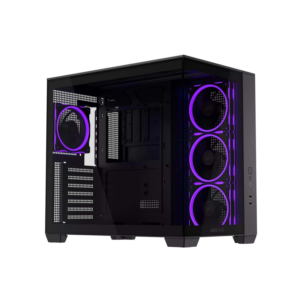 [90DC00S0-B19000] Asus A32 PLUS Mid Tower Steel Fornt & Left Side Tempered Glass Side Panel ABS Plastic Case With 4 ARGB Fans -Black