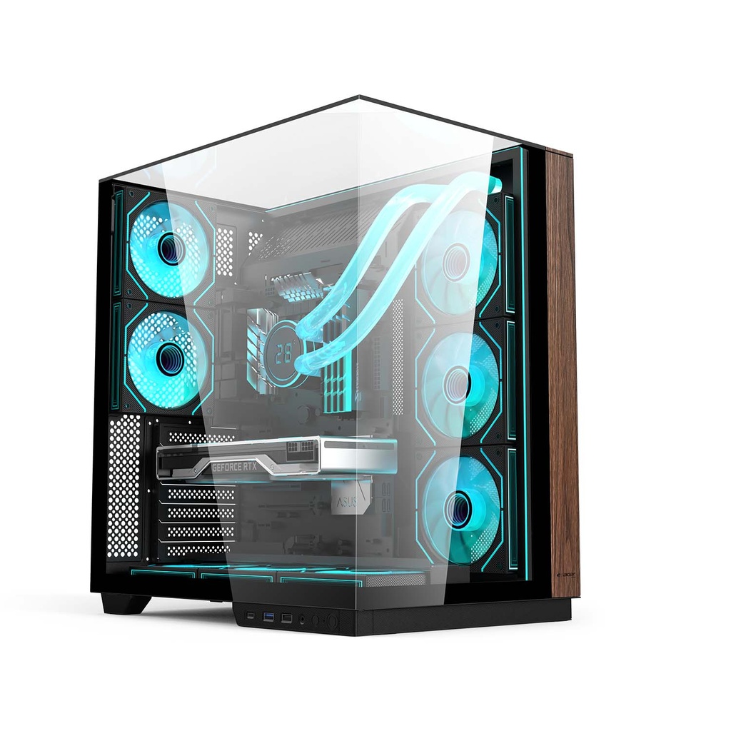 [V333-B] Acer V333 ATX Mid Tower Three Panel Front Top & Left Side Tempered Glass Case With 8 ARGB Fans - Black