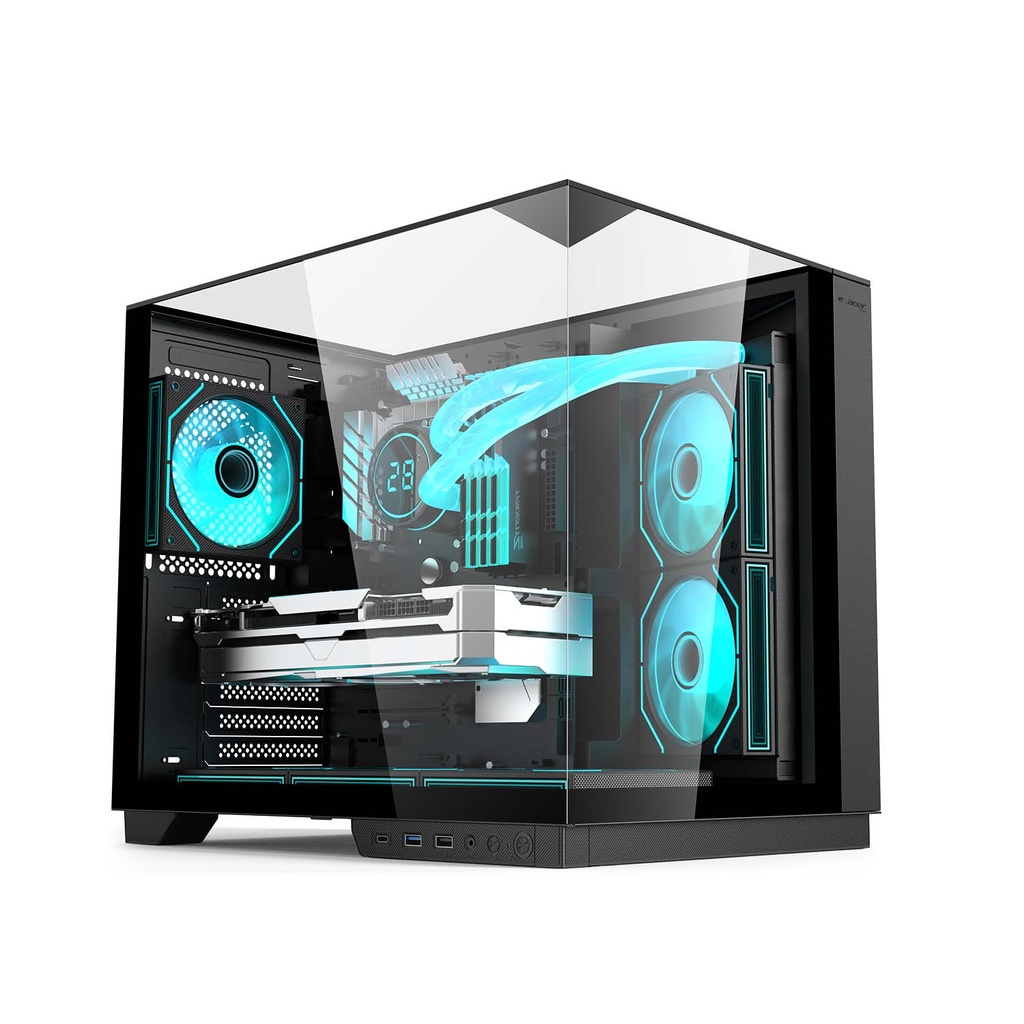 Acer V330 ATX Mid Tower Three Panel Front Top & Left Side Tempered Glass Case With 6 ARGB Fans - Black