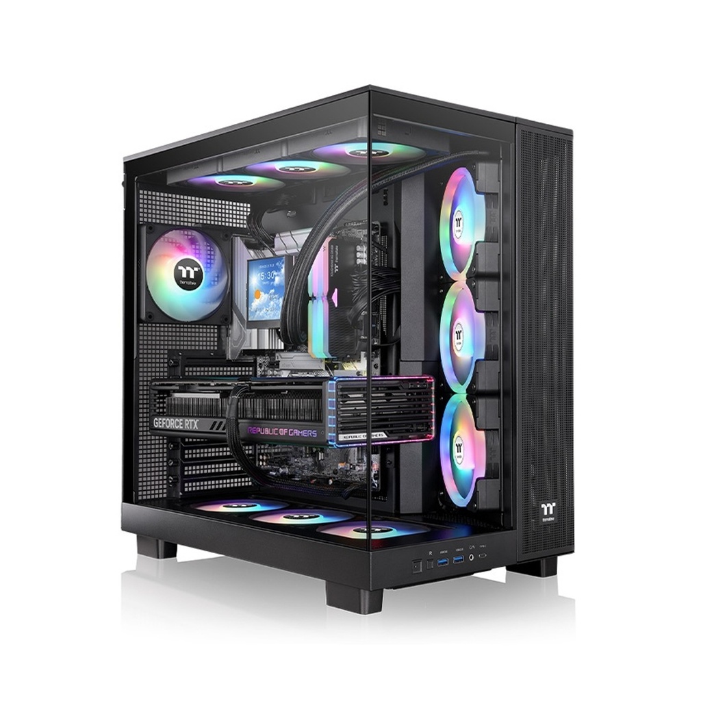 [CA-11E-00M1WN-00] Thermaltake View 380 XL TG Mid Tower Two Panel Front & Left Side Tempered Glass Case with 4 ARGB Fans - Black