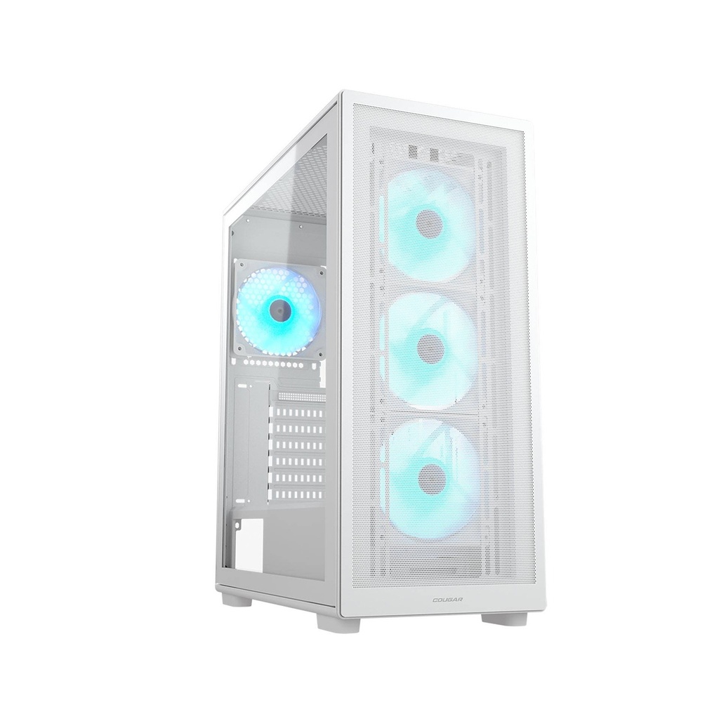 [382AC80.0002] Cougar MX220 RGB Mid Tower Tempered Glass Side Panel Case With 4 Fan RGB - White