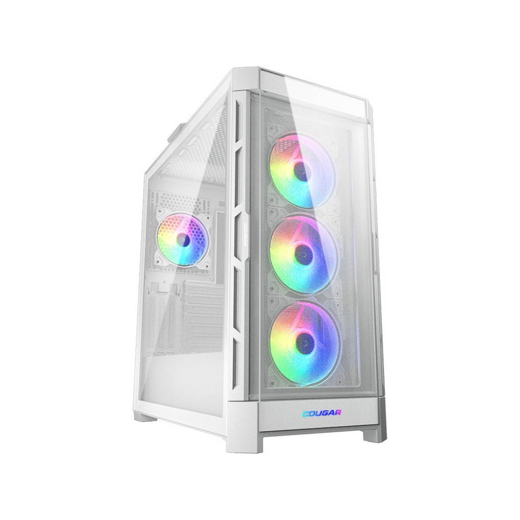 [385AD10.0002] Cougar DuoFace Pro RGB Mid Tower Gaming Case, Two Side Panel Front & Left Tempered Glass Case With 4 ARGB Fan - White