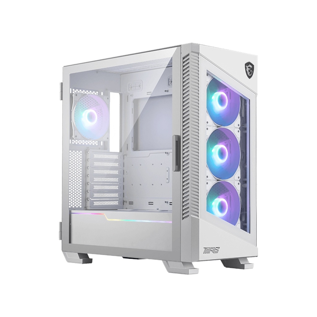 [306-7G18W22-809] MSI MPG Velox 100R Mid Tower Front Side & Left Side Tempered Glass Panel Case With 4 Fan RGB - White