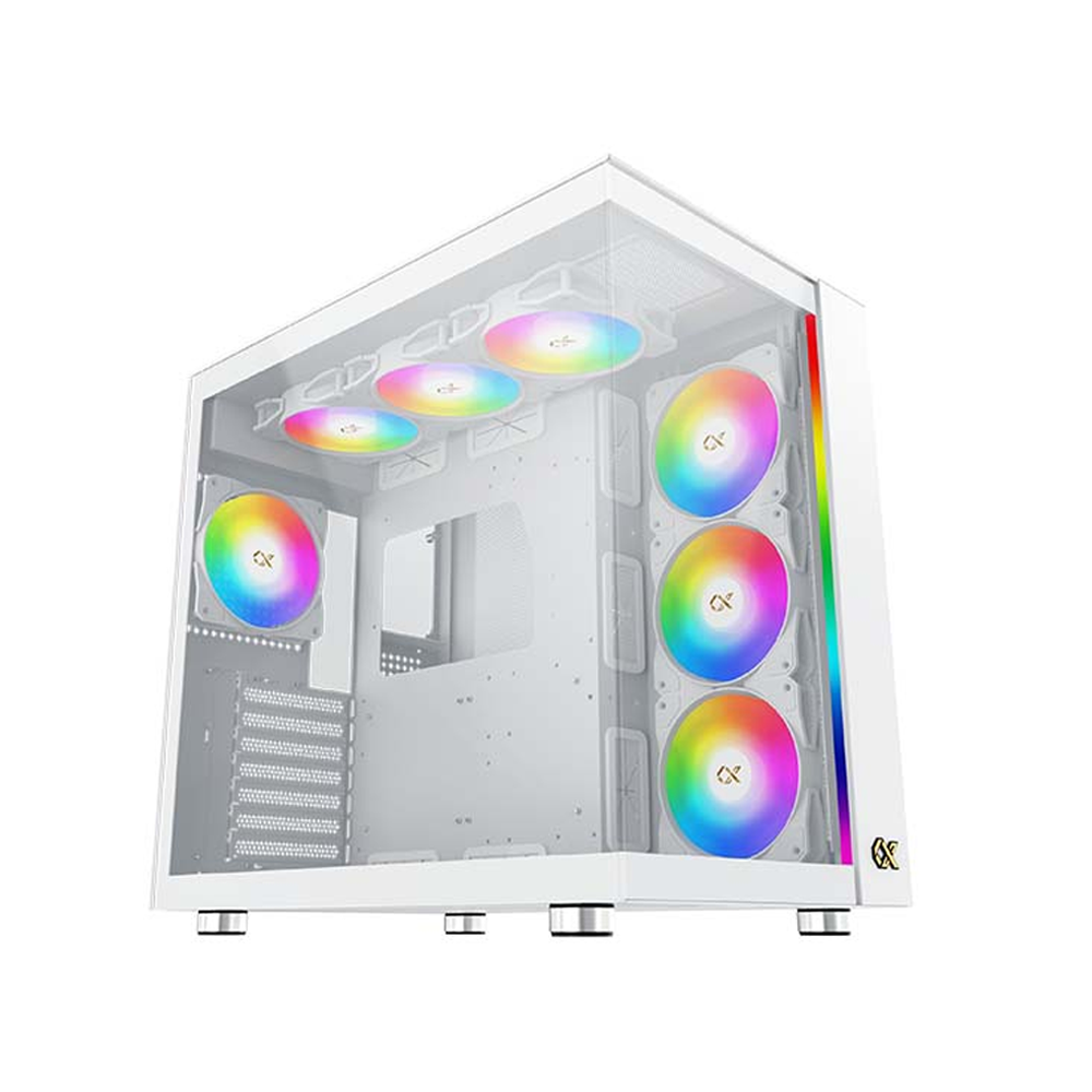 [EN44472] Xigmatek Aqua Ulta Air Midtower ATX Front Side & Left Side Tempered Glass Panel Case with 7 ARGB Fans - White