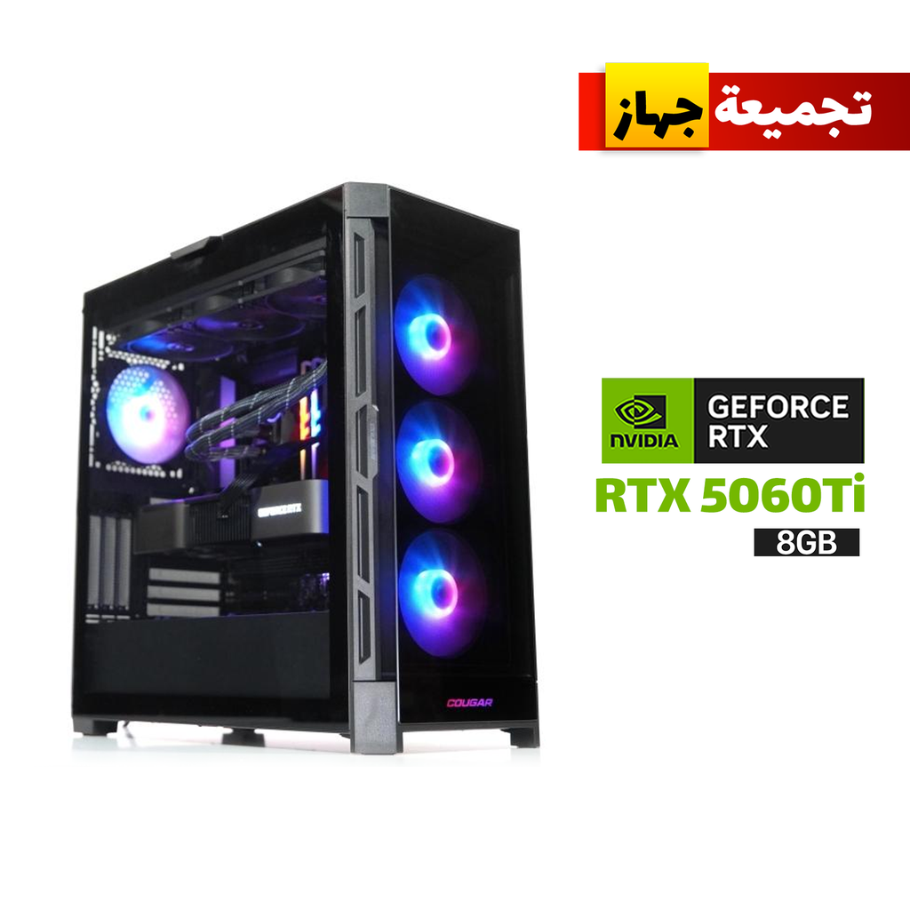[385AD10.0001-GPC1] Gaming PC Intel Core i5-14600K Processor, GIGABYTE B760 WIFI D5 Motherboard, 32GB DDR5 RAM, 1TB SSD NVME, RTX 5060 TI 8GB VGA, L240 Liquid Cooler, 750 WATT GOLD PSU, Cougar DuoFace Pro RGB Mid Tower Case, 4x Pre-Installed ARGB Fans, Win 11 Pro (License)