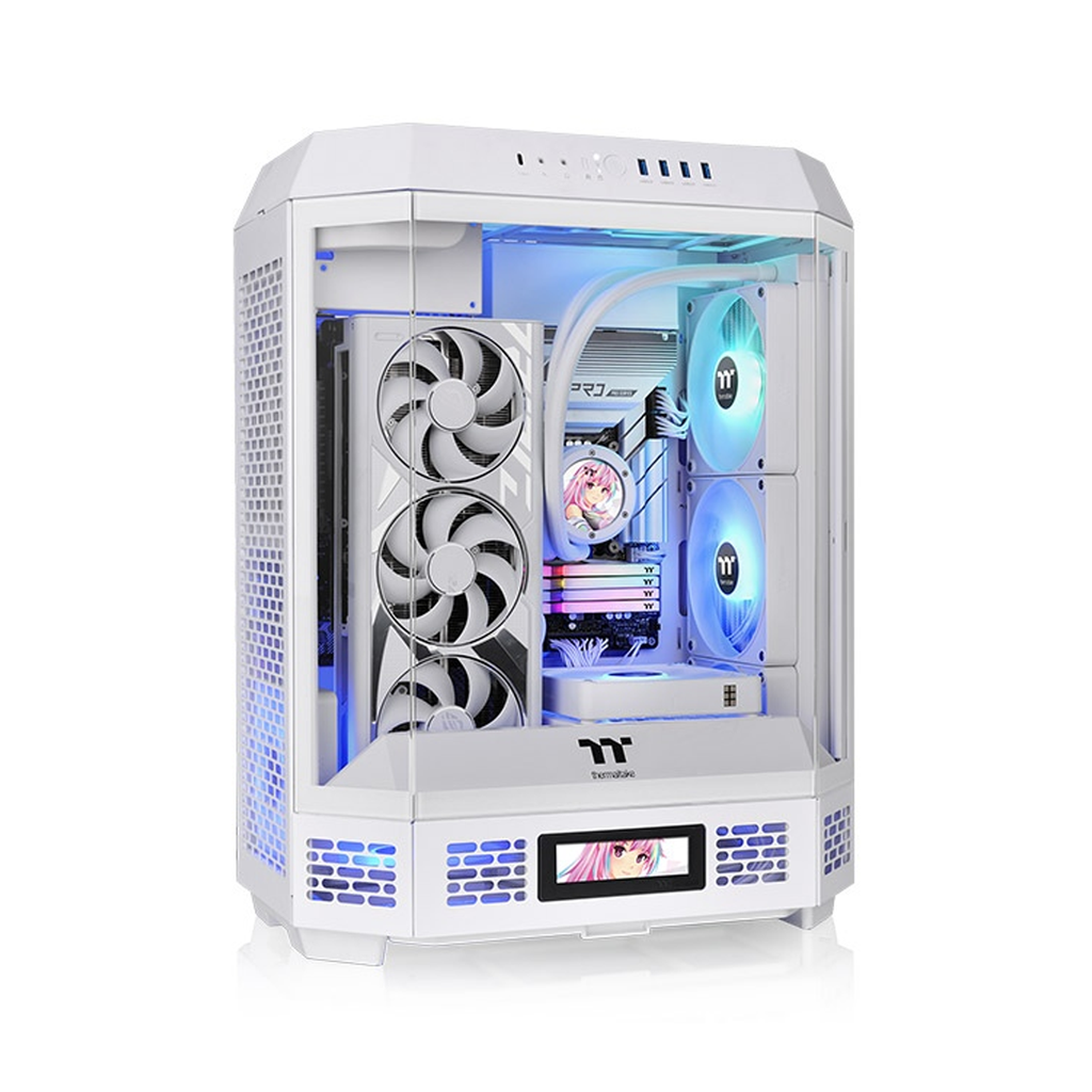 ThermalTake The Tower 600 Mid Tower Tempered Glass Panels On The Front And Two Perforated Panels On Each Side With 2 Fan - Snow White