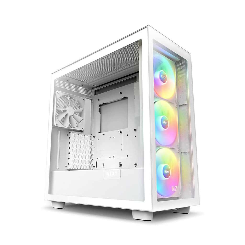 [CM-H71EW-02] NZXT H7 Elite Premium ATX Mid Tower Two Panel Front & Left Side Tempered Glass Case with 4 RGB Fans - White