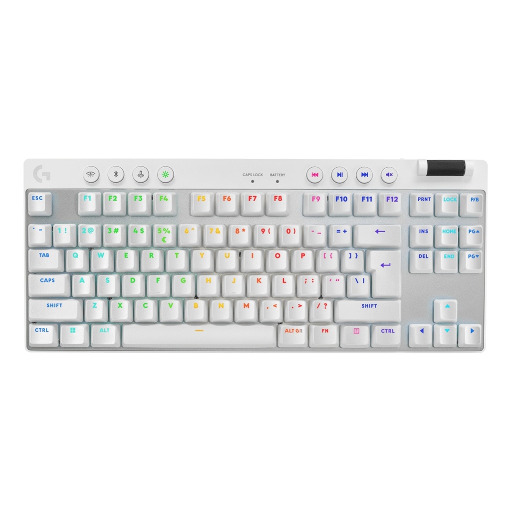 [920-012148] Logitech G PRO X TKL LIGHTSPEED Wireless Gaming Keyboard, Ultra-Portable Tenkeyless Design, Lightsync RGB Backlit, PBT Keycaps, Tactile Switches (GX Brown), BT/USB, US INTL Layout, White | 920-012148