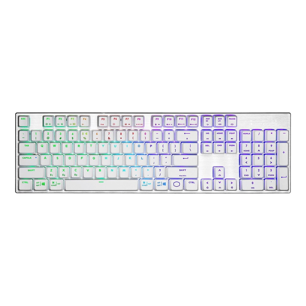 [SK-653-SKTR1-US] Cooler Master SK653 Full Sized Wireless/Bluetooth RGB Mechanical Keyboard With Low Profile Linear Red Switch - Silver /White