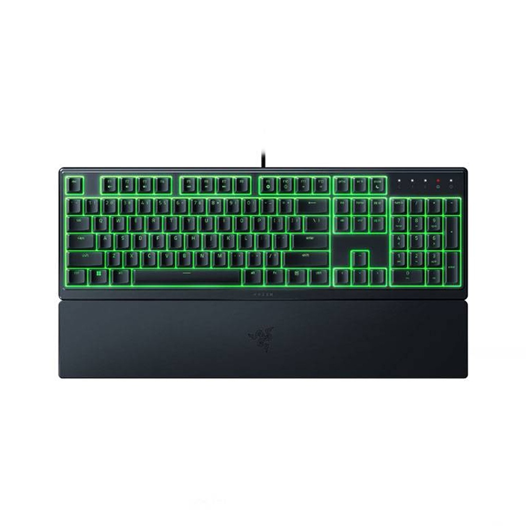 [RZ03-04470100-R3M1] Razer Ornata V3 X Gaming Keyboard: US Layout, Low-Profile Keys, Silent Membrane Switches, UV-Coated Keycaps, Spill Resistant, Chroma RGB Lighting, Ergonomic Wrist Rest - Classic Black