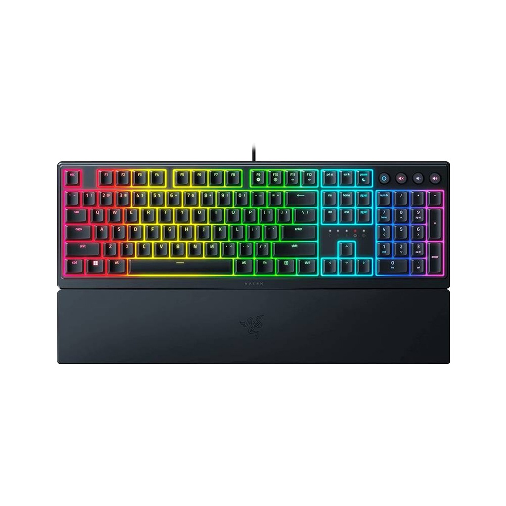 [RZ03-04460100-R3M1] Razer Ornata V3 Gaming Keyboard: Low-Profile Keys, Mecha-Membrane Switches, UV-Coated Keycaps, Backlit Media Keys, 10-Zone RGB Lighting, Spill-Resistant, Magnetic Wrist Wrest - Black