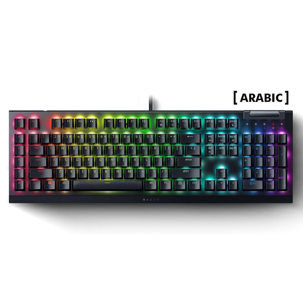 [RZ03-04703500-R391] Razer BlackWidow V4 X Mechanical Gaming Keyboard with Razer Chroma RGB: Green Mechanical Switches, 6 Dedicated Macro Keys, Multi-Function Roller, Secondary Media Keys - Arabic Layout - Black