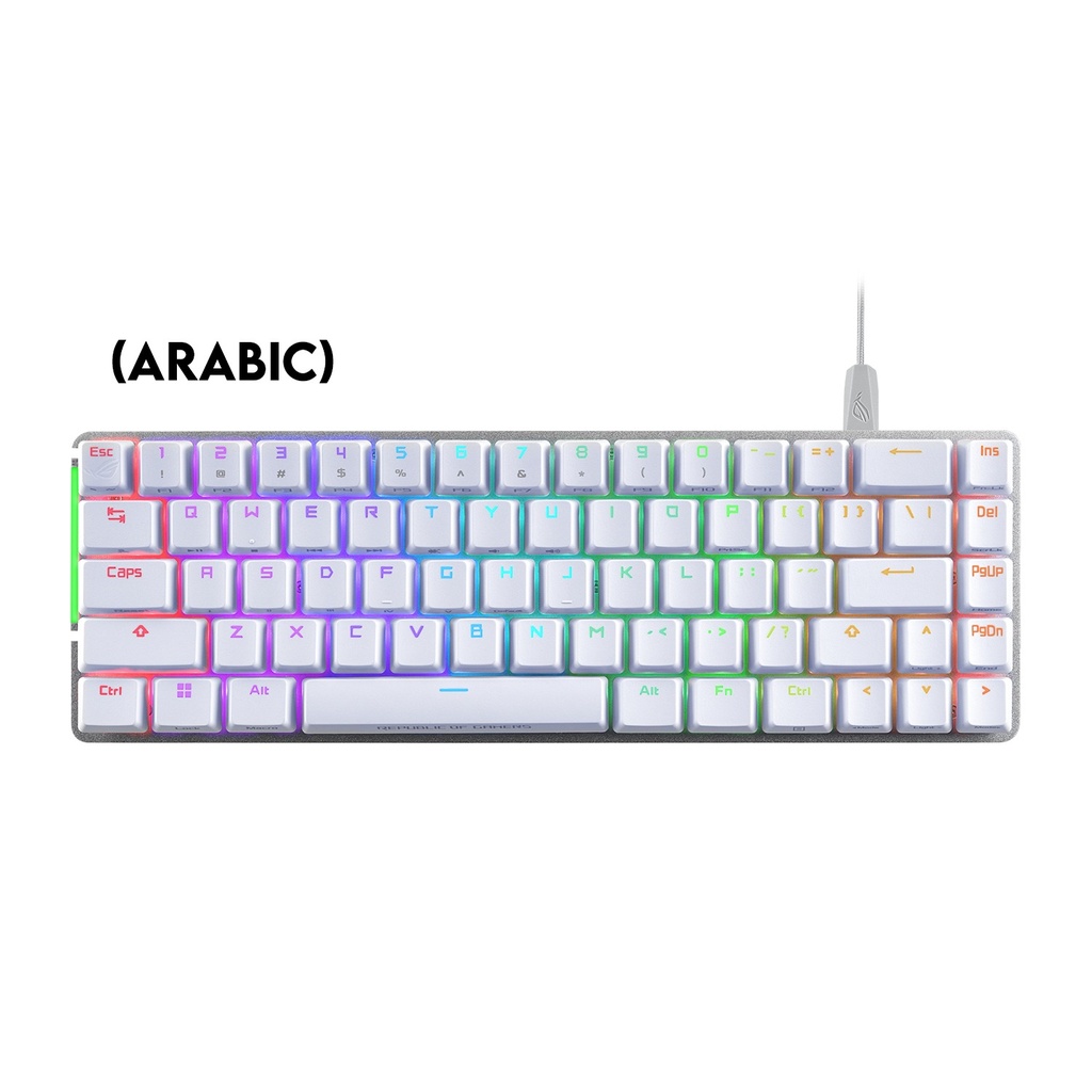 [90MP0346-BKCA10] Asus M602 Rog Falchion Ace 65% Wired RGB Mechanical Gaming Keyboard NX Red Switch Linear & Swift (Arabic) - White