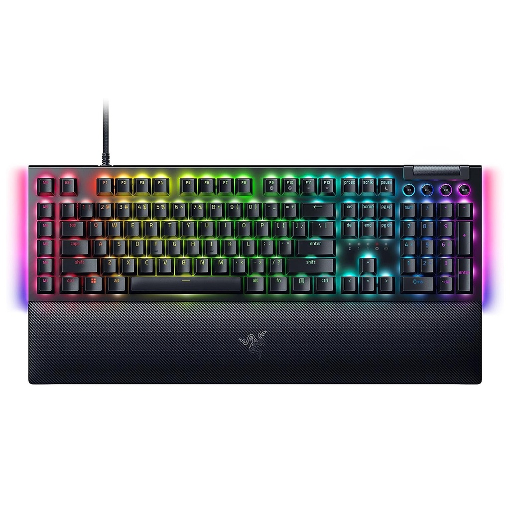 [RZ03-04690100-R3M1] Razer BlackWidow V4 Mechanical Gaming Keyboard: Green Switches Tactile & Clicky, Chroma RGB, 6 Macro Keys, Magnetic Wrist Rest, Doubleshot ABS Keycaps, Roller & Media Keys - Black