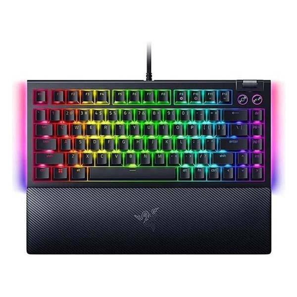 [RZ03-05000100-R3M1] Razer BlackWidow V4 75% Mechanical Gaming Keyboard: Hot-Swappable Design, Compact & Durable, Orange Tactile Switches, Chroma RGB, MF Roller & Media Keys, Comfortable Wrist Rest - Black